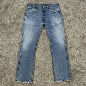 Levis Original Fit Button-Fly Jeans Mens 38x34 Blue Wash Denim Fits 38x32 Casual